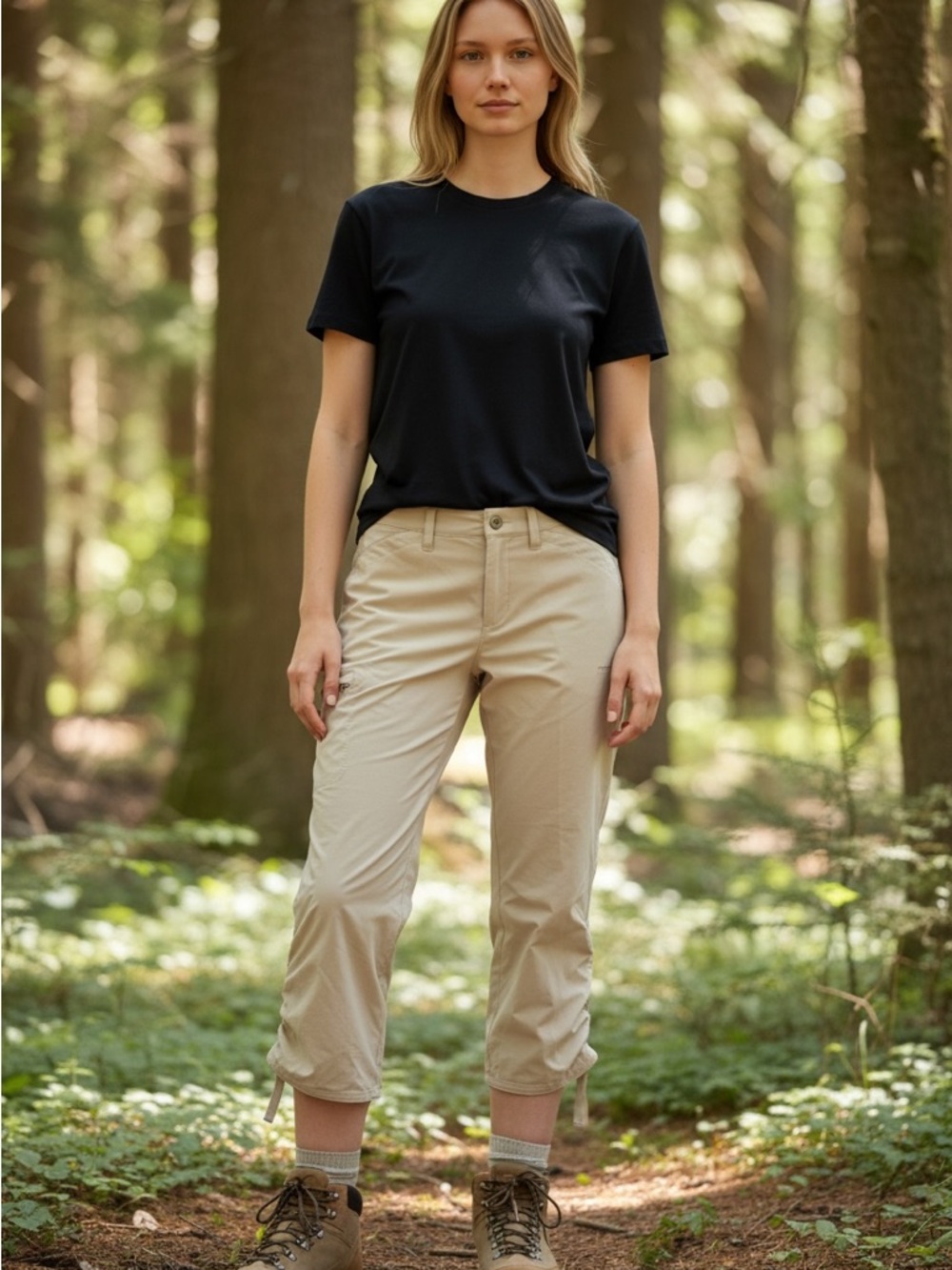 Eddie Bauer Beige Crop Capris with Drawstring Hem